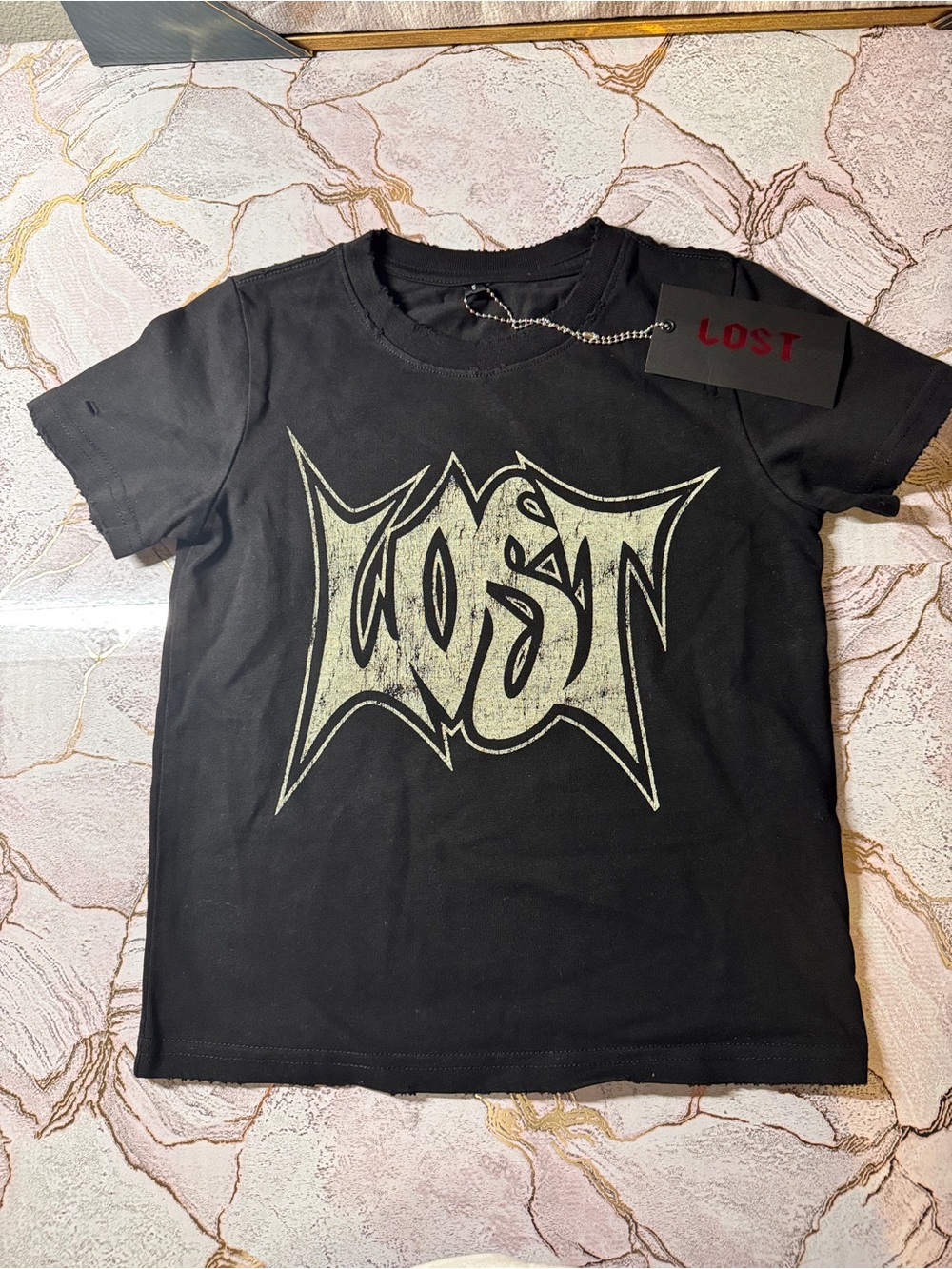 LOST Kids Black Short-Sleeve Tee with Pale Green Graphic